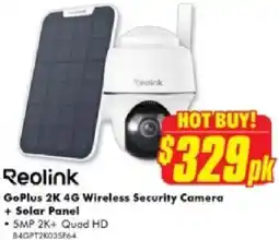 The Good Guys Reolink goplus 2k 4g wireless security camera + solar panel offer