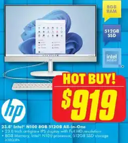 The Good Guys hp 23.8" intel® n100 8gb 512gb all-in-one offer