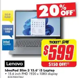 The Good Guys Lenovo ideapad slim 3 i3 laptop offer