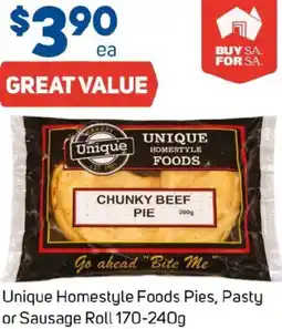 Foodland Unique Homestyle Foods Pies, Pasty or Sausage Roll offer