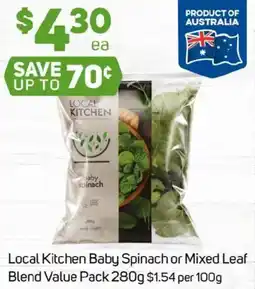 Foodland Local Kitchen Baby Spinach or Mixed Leaf Blend offer