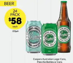 Foodland Coopers Australian Lager Cans, Pale Ale Bottles or Cans offer