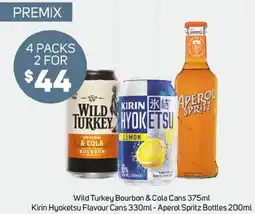 Foodland Wild Turkey Bourbon & Cola Cans, Kirin Hyoketsu Flavour Cans - Aperol Spritz Bottles offer