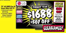 JB Hi-Fi 75" 4K QNED Evo Al Smart Mini LED TV offer
