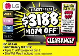 JB Hi-Fi 65" 4k evo smart gallery oled tv offer