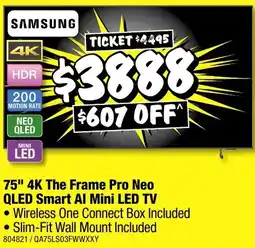 JB Hi-Fi 75" 4K The Frame Pro Neo QLED Smart Al Mini LED TV offer
