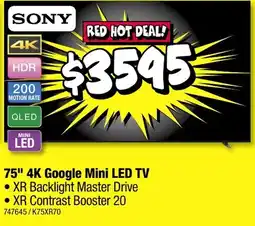 JB Hi-Fi 75" 4K Google Mini LED TV offer