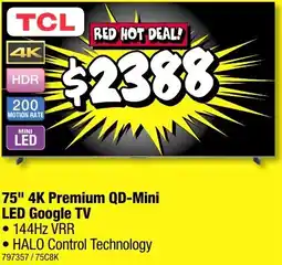 JB Hi-Fi 75" 4K Premium QD-Mini LED Google TV offer