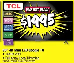 JB Hi-Fi 85" 4K Mini LED Google TV offer