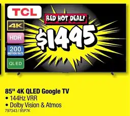 JB Hi-Fi 85" 4K QLED Google TV offer