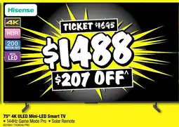 JB Hi-Fi 75" 4K ULED Mini-LED Smart TV offer