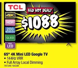 JB Hi-Fi 65" 4K Mini LED Google TV offer