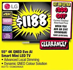 JB Hi-Fi 55" 4K QNED Evo Al Smart Mini LED TV offer