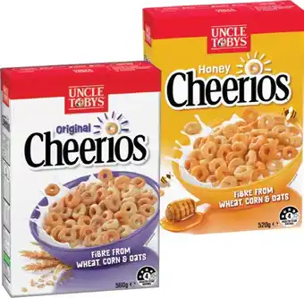 IGA Uncle Tobys Cheerios Cereal Selected Varieties offer