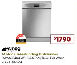 Designer Appliances smeg 14 Place Freestanding Dishwasher offer