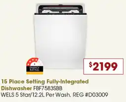 Designer Appliances 15 Place Setting Fully-Integrated Dishwasher offer