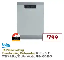Designer Appliances beko 16 Place Setting Freestanding Dishwasher offer