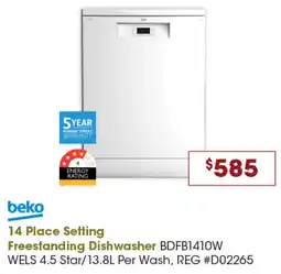 Designer Appliances beko 14 Place Setting Freestanding Dishwasher offer