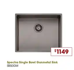 Designer Appliances Spectra Single Bowl Gunmetal Sink offer