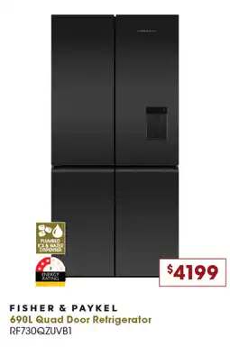 Designer Appliances 690L Quad Door Refrigerator offer