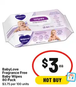 IGA BabyLove Fragrance Free Baby Wipes offer
