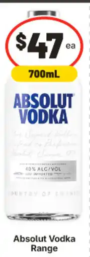 IGA Absolut Vodka Range offer