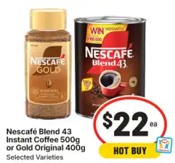 IGA Nescafé Blend 43 Instant Coffee or Gold Original offer