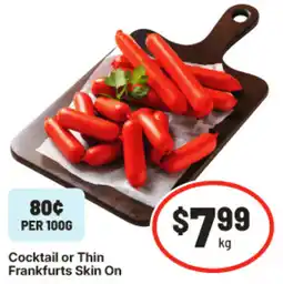 IGA Cocktail or Thin Frankfurts Skin On offer