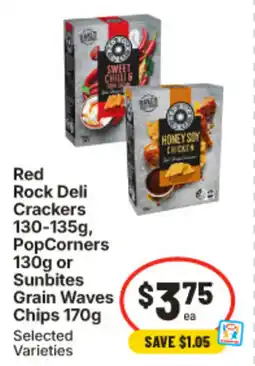 IGA Red rock deli crackers popcorners sunbites grain waves chips offer