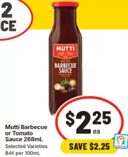 IGA Mutti Barbecue or Tomato Sauce offer