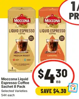 IGA Moccona Liquid Espresso Coffee Sachet offer