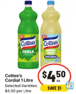 IGA Cottees Cordial offer