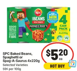IGA Spc baked beans spaghetti or spag a saurus offer