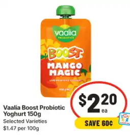 IGA Vaalia Boost Probiotic Yoghurt offer