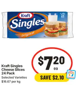 IGA Kraft Singles Cheese Slices offer