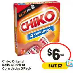 IGA Chiko Original Rolls or Corn Jacks offer