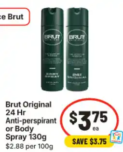 IGA Brut Original Anti perspirant or Body Spray offer