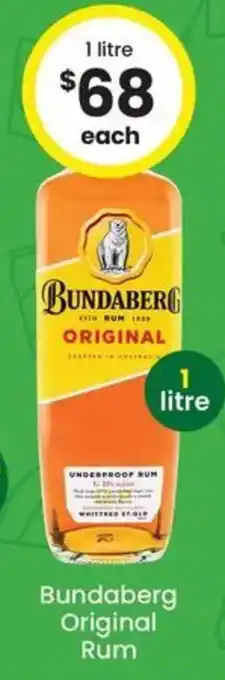 The Bottle O Bundaberg Original Rum offer