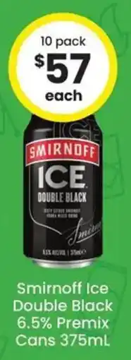 The Bottle O Smirnoff Ice Double Black 6.5% Premix Cans offer