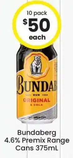 The Bottle O Bundaberg 4.6% Premix Range Cans offer