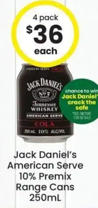 The Bottle O Jack Daniel's American Serve 10% Premix Range Cans offer