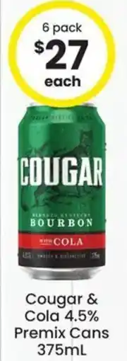 The Bottle O Cougar & Cola 4.5% Premix Cans offer