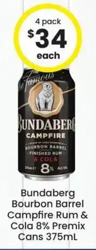 The Bottle O Bundaberg Bourbon Barrel Campfire Rum & Cola 8% Premix offer