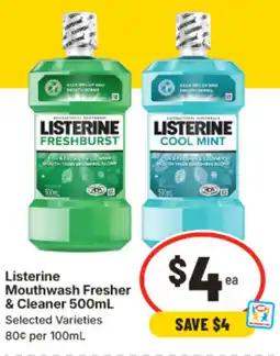 IGA Listerine Mouthwash Fresher & Cleaner offer