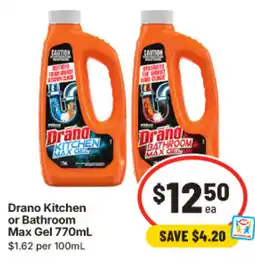 IGA Drano Kitchen or Bathroom Max Gel offer