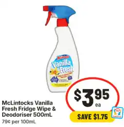 IGA McLintocks Vanilla Fresh Fridge Wipe & Deodoriser offer