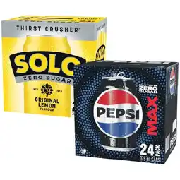 Woolworths Pepsi Max, Mountain Dew, Solo Zero Sugar or Sunkist Zero Sugar Soft Drink Varieties 24 x 375ml offer