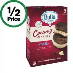 Woolworths Bulla Creamy Classics Sandwiches offer
