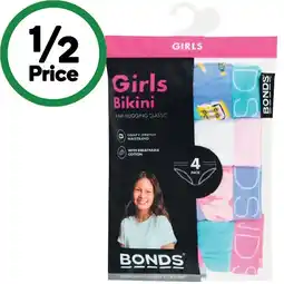 Woolworths Bonds Girls’ Bikini Briefs Assorted offer