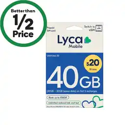 Woolworths Lyca $20 Starter Pack¥ offer